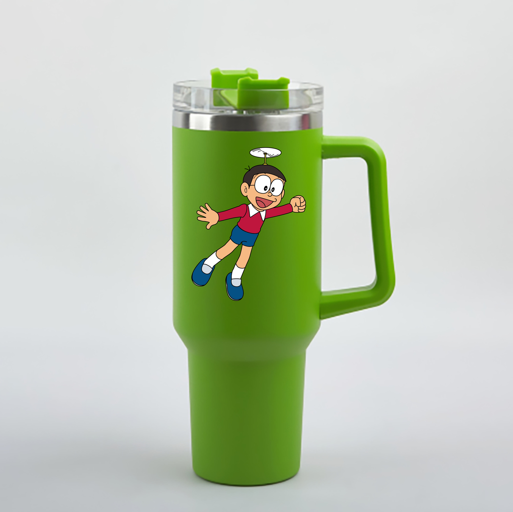 （画像用） ドラえもん 野比 のび太 Doraemon Nobita Nobi 1200mL車用タンブラー - クリスタルステッカー（プラスチックストロー付き）